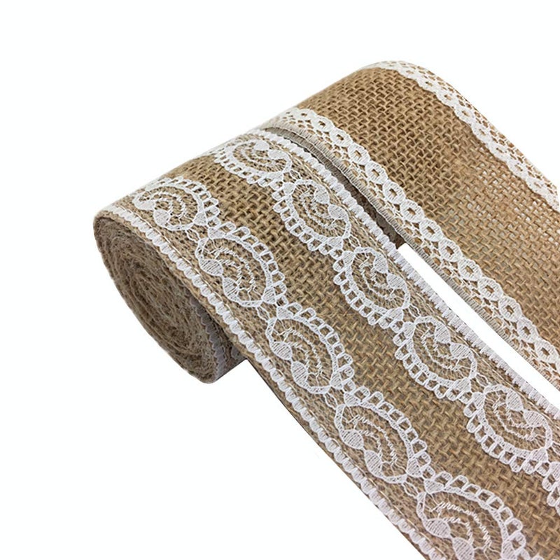 OZXCHIXU 5Pcs Burlap Ribbon Lace Roll with 30 Feet Jute Twine Burlap Ribbon for Wedding Decorations DIY Handmade Crafts (2.2 yards for each roll) - Image 4